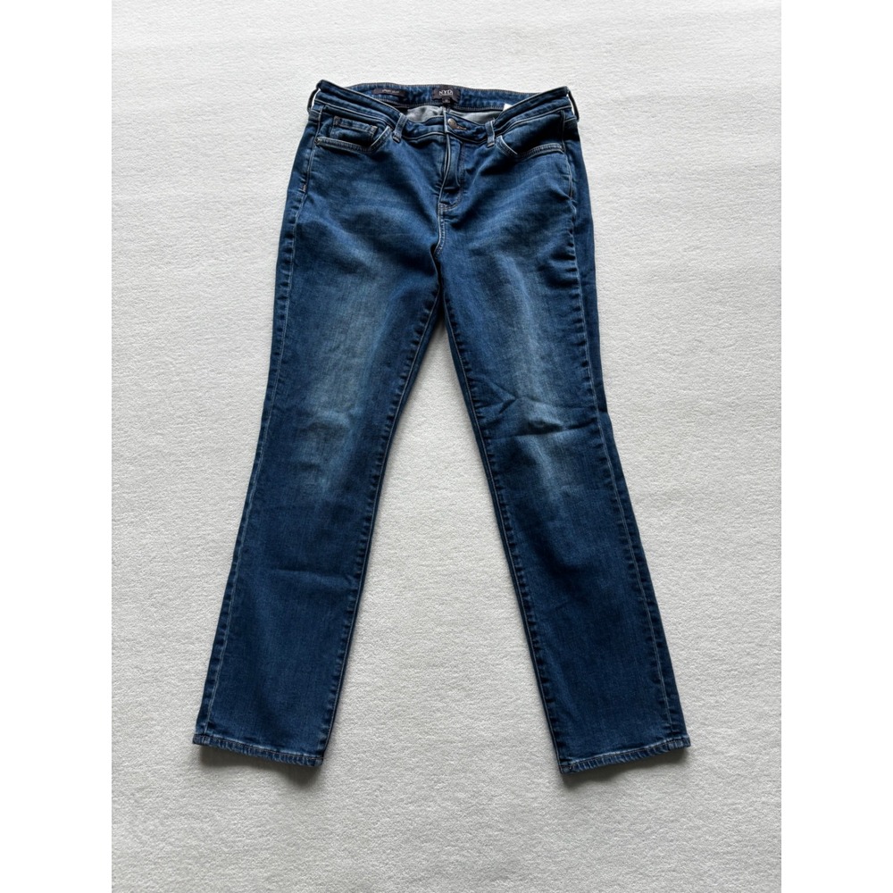 NYDJ Sheri Slim Jeans Women 10 Blue Lift Tuck Technology Stretch Denim